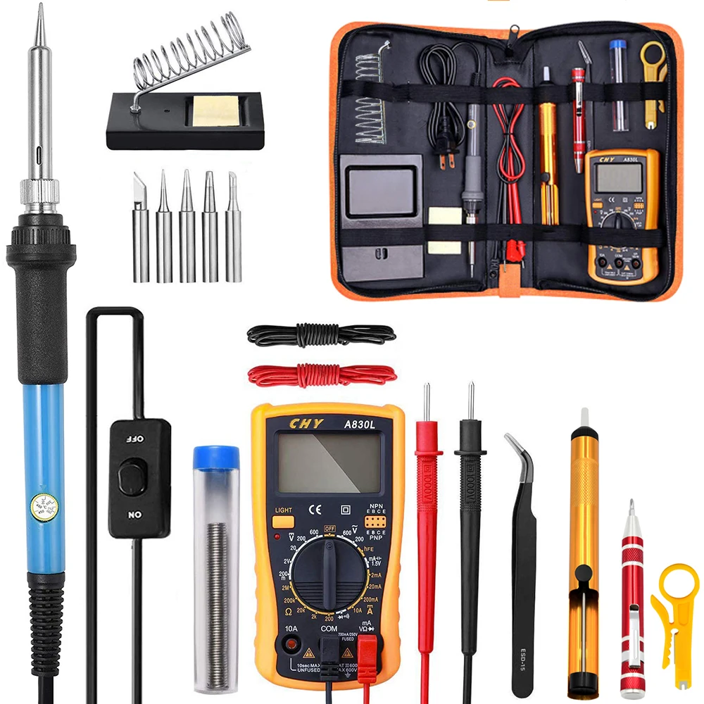 

2021Adjustable Temperature Electric Soldering Iron Kit 220V 110V 60W Welding Solder Rework Station Heat Pencil Repair Tools