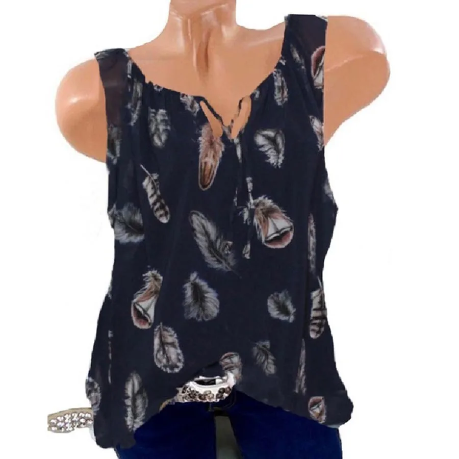 

DIOROBBEN 5XL Plus Large Size Women's Blouses Summer Tops New Leisure Blouse White Loose Feather Print V Neck Half Sleeve Shirts
