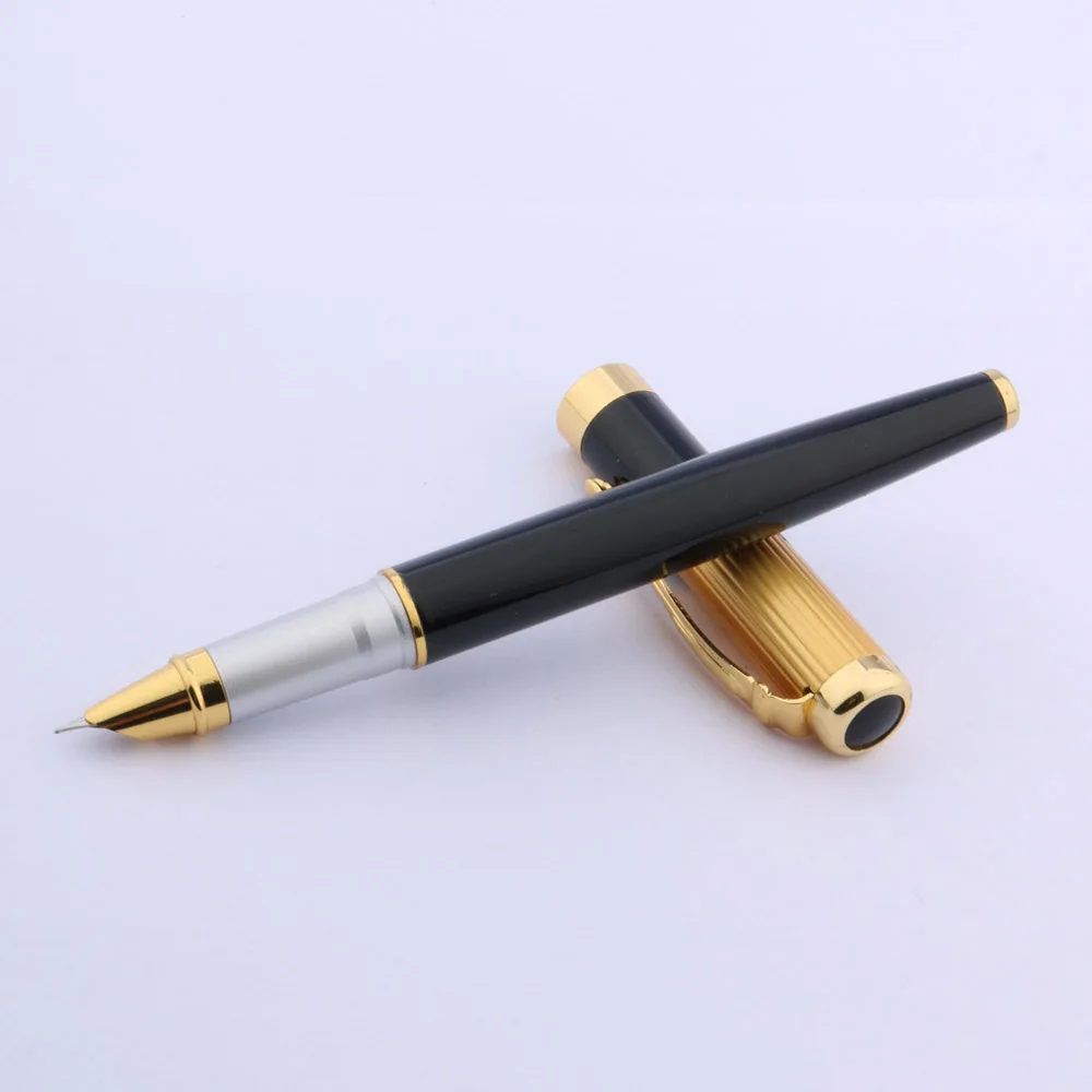 Черная и Золотая перьевая ручка роскошного качества 9009 синяя Алмазная