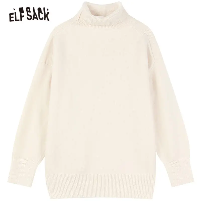 

ELFSACK Multicolor Solid Casual Pullover Knit Sweaters Women,2020 Autumn ELF Minimalist Pure Korean Ladies Basic Daily Tops