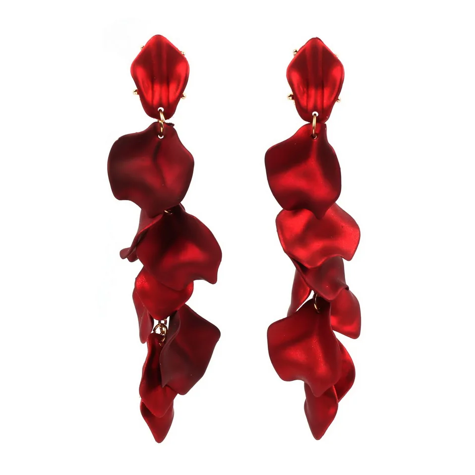 Florosy сексуальные красные розы цветок лист кулон заявление Висячие длинные серьги