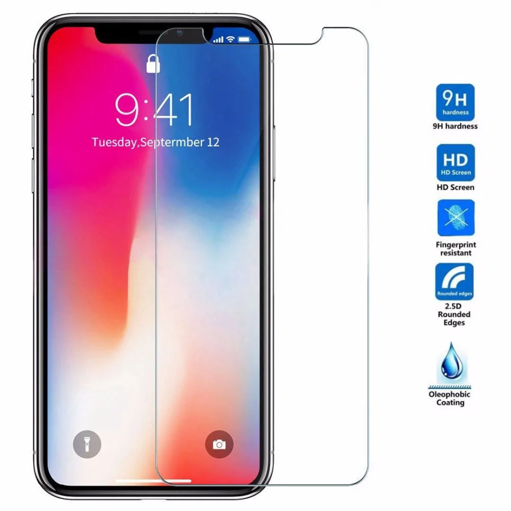 Твердое закаленное стекло 9H для iPhone 11 Pro Max 12 Xs Xr X Жесткая прочная пленка экрана 7 8
