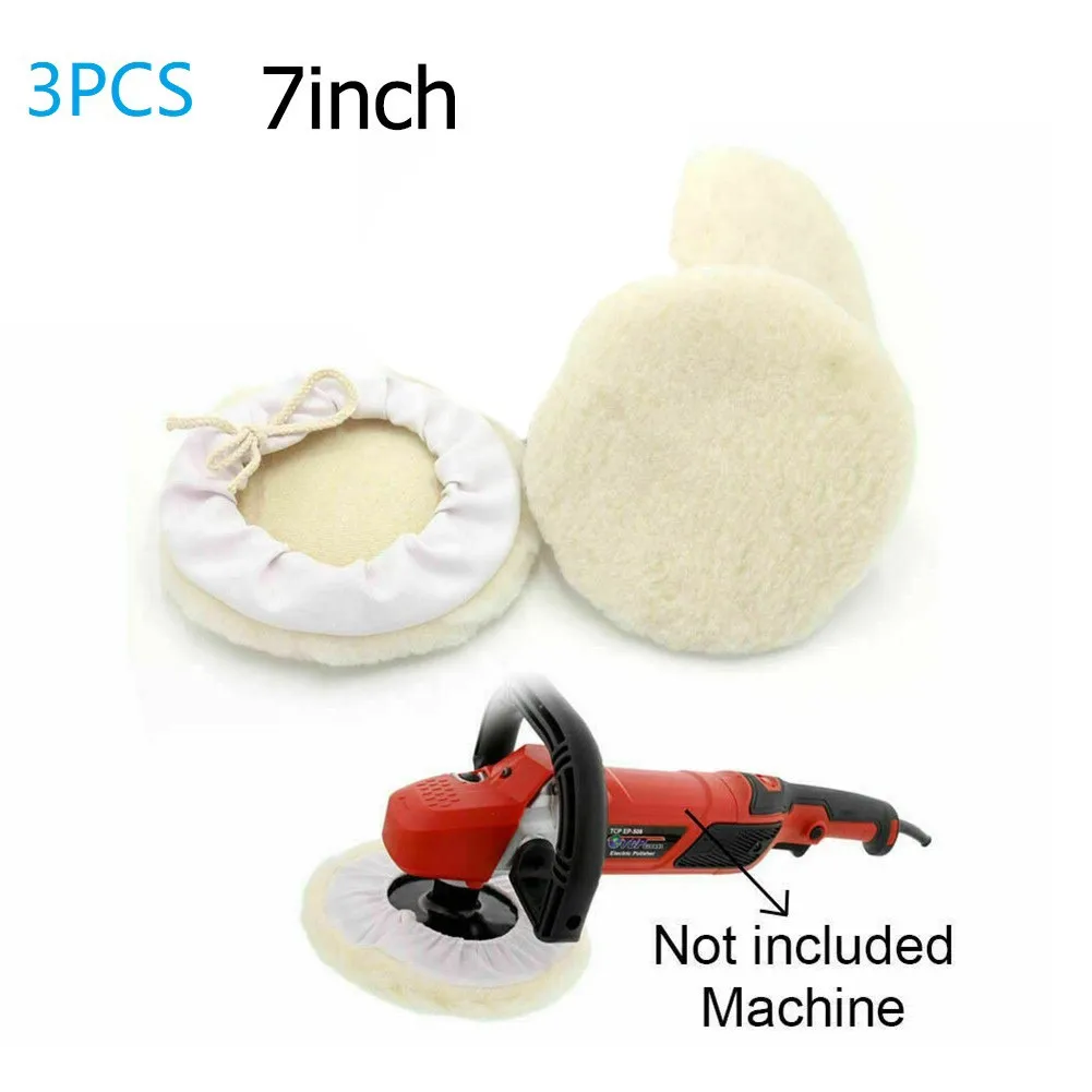 

3Pcs 7inch 180mm Wool Bonnet Buffing Wheel Pad Buffer Polishing Pad Waxing Pads For Car Paint Care Polisher Pad