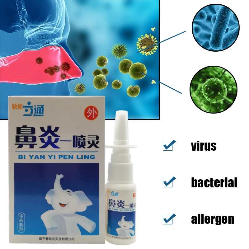 Спрей для носа с ринитом имеет антибактериальное очищение и антипругический