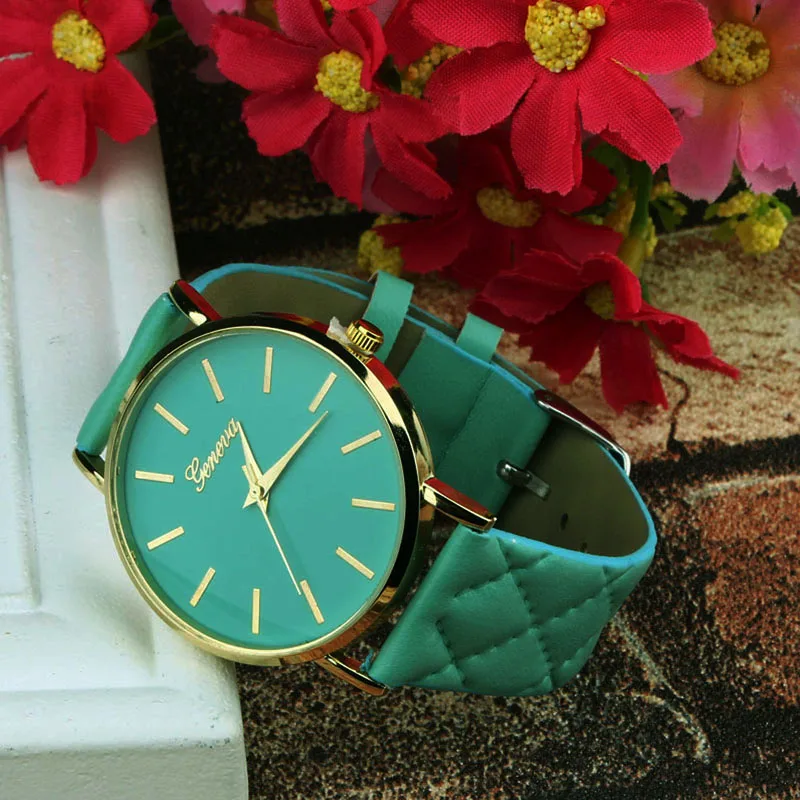 

WomenS Watches Faux Leather Quartz Analog Watchband Female Reloj Mujer Clock Zegarek Damski Unisex Casual Vogue Checkers