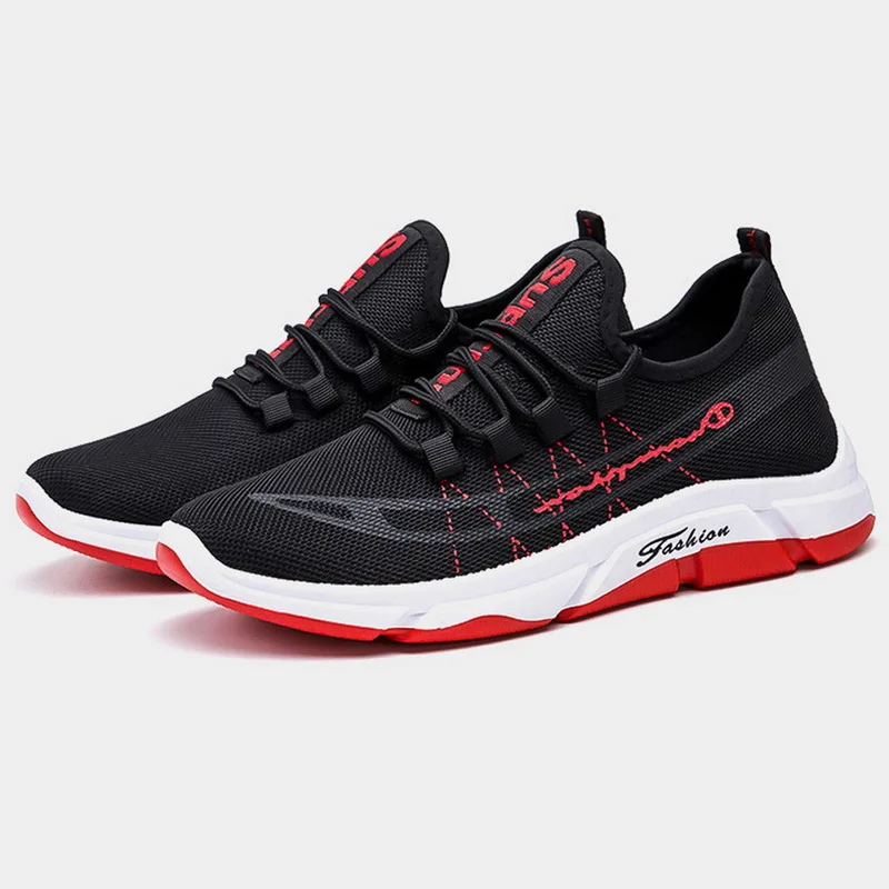 Black red 1 WENYUJH мужские кроссовки с дышащей сеткой, уличная спортивная обувь, спортивная обувь для тренировок, бега, атлетического баскетбола, мужские кроссовки для бега - Цвет: Black red 1