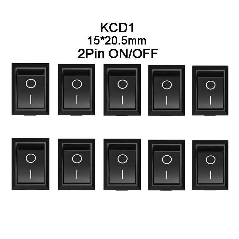 10 переключателей ВКЛ ВЫКЛ KCD1 15*21 мм 2 штырька Тип Корабля переключатель 6A 250 В 10A 125
