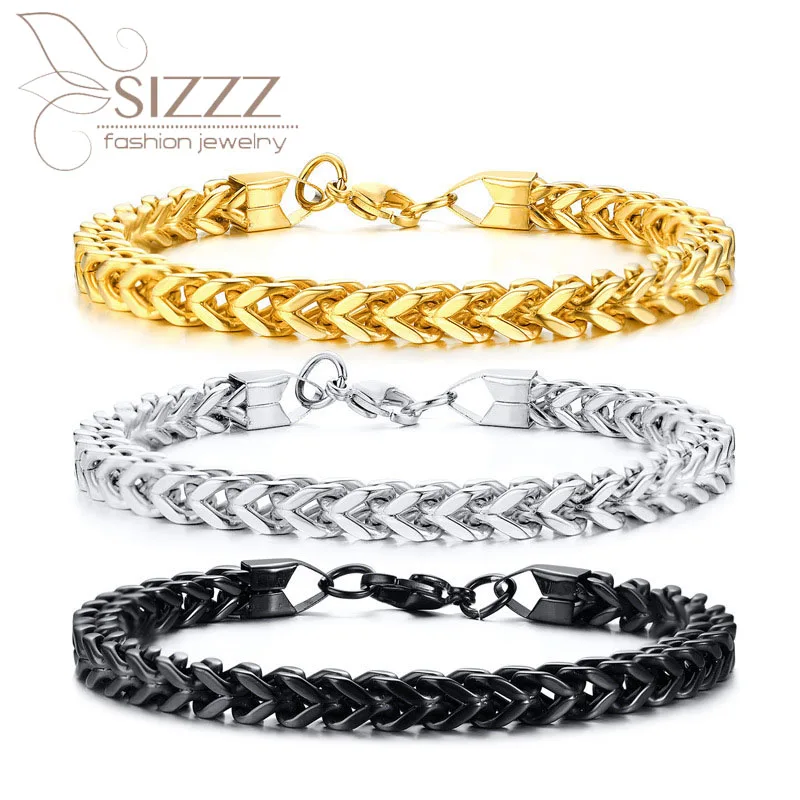 

SIZZZ 2020 Новое поступление нержавеющая сталь властный золотой браслет и браслеты для мужчин