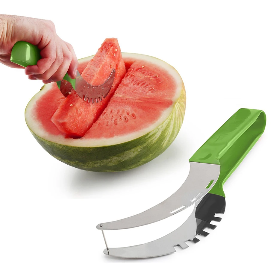 

Basedidea Watermelon Slicer Stainless Steel Easy Watermelon Cutter with Anti-slid Cover Fast Melon Cutters