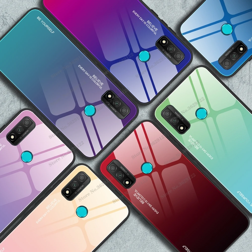 Luxury Tempered Glass Case For Huawei P Smart Plus Colorful Back Cover For Huawei P30 P20 Pro Lite P50 Pro P40 Lite E Phone Case
