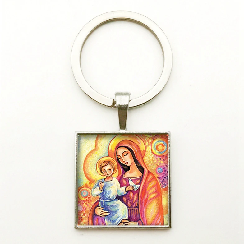 Винтажный квадратный брелок Иисус выпуклая фотография стеклянный чехол для