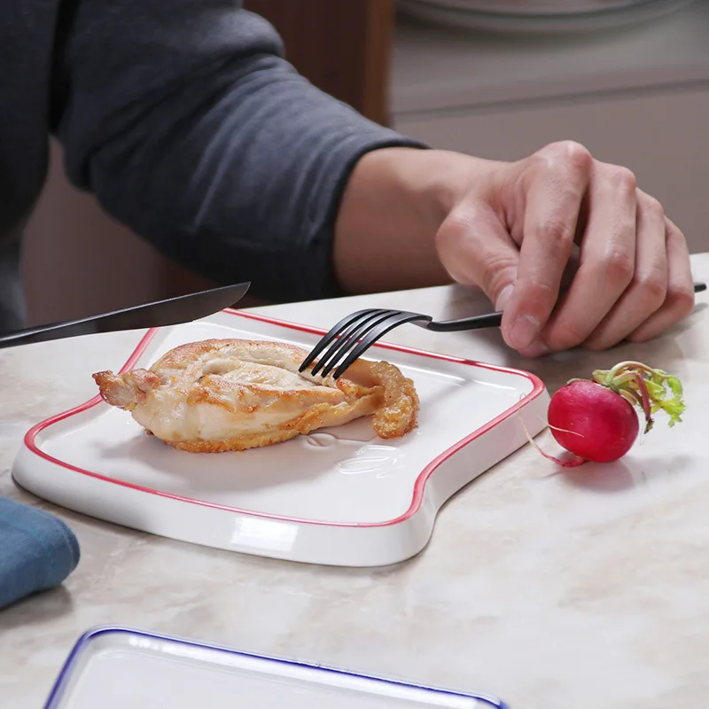 Керамическая тарелка для хлеба креативная ручная роспись высокотемпературная