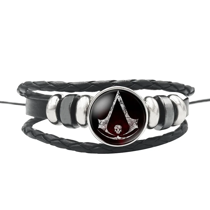Новые продукты, ручная бижутерия, игра в Assassin's Creed, стеклянный браслет из бисера, многослойный Плетеный Кожаный старинная каменная оплетка, браслеты