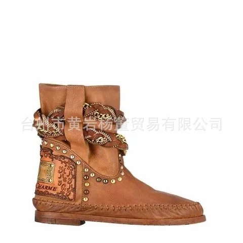 Классические Модные женские осенние ботильоны винтажные полусапожки с круглым