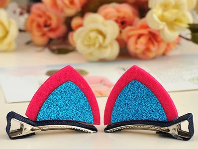 2 pcs Girl hairpin cute three-dimensional sequins cat ears child baby clip side holiday gift |