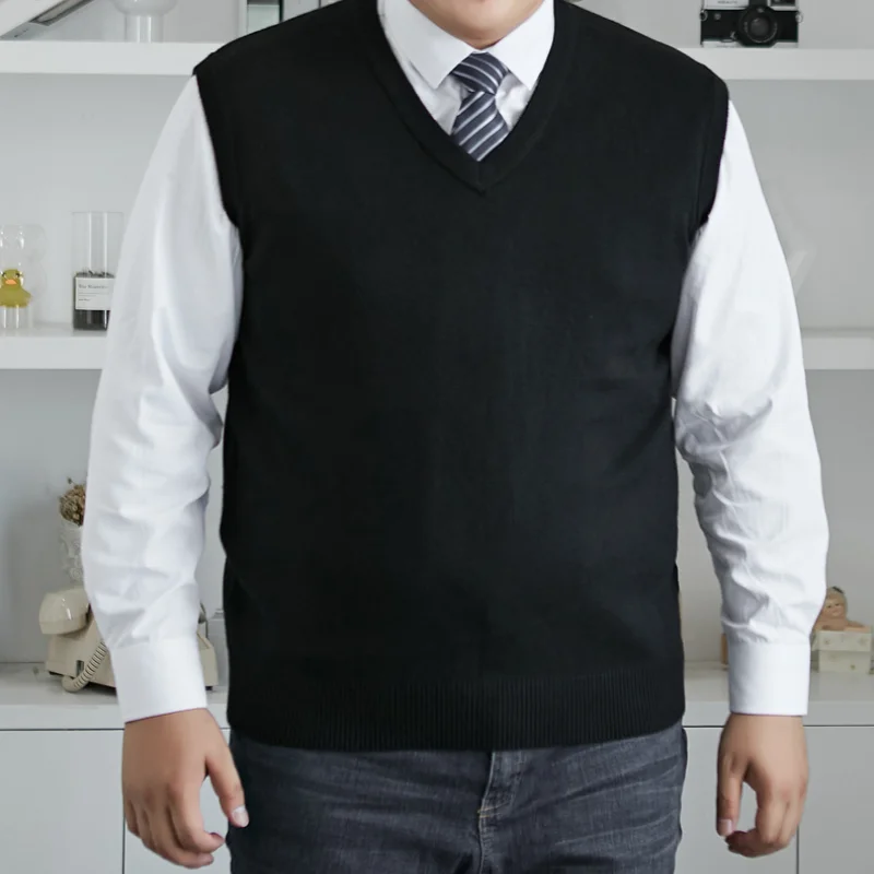 

Men Knitted Vest Pullover Warmth Fashion V-neck Business Casual Office High-quality Brand Male Sweater Vest Jacket