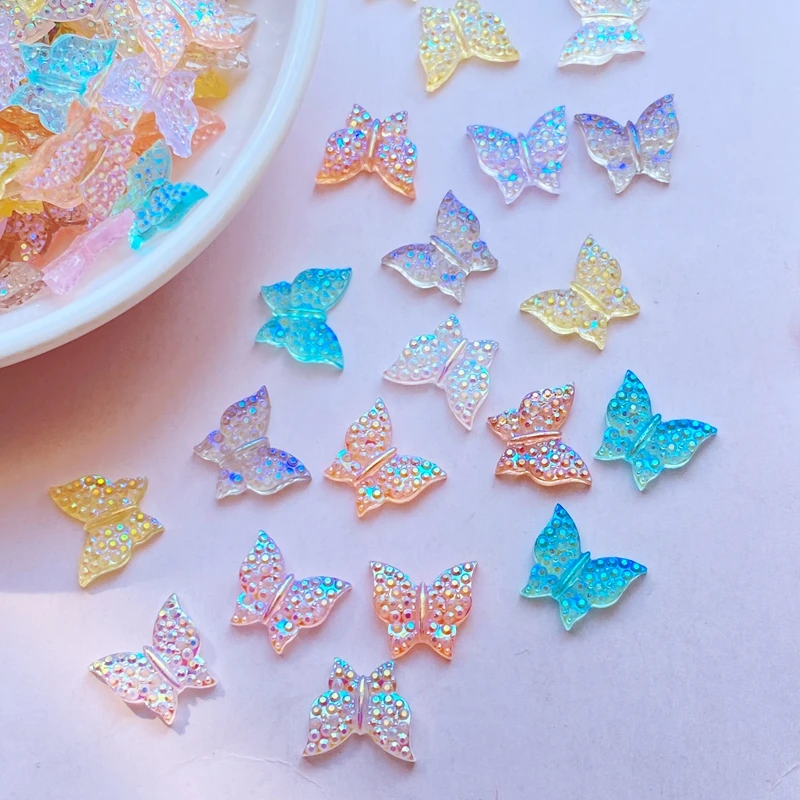 

50Pcs New Cute Mini Shiny Butterfly Flat Back Resin Cabochons Scrapbooking DIY Jewelry Craft Decoration Accessorie