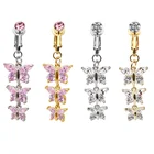 Искусственное украшение для пирсинга тела, дизайнерские кольца в виде бабочки для пупка с фианитом, кольцо для пупка, не пирсинг, ювелирные изделия