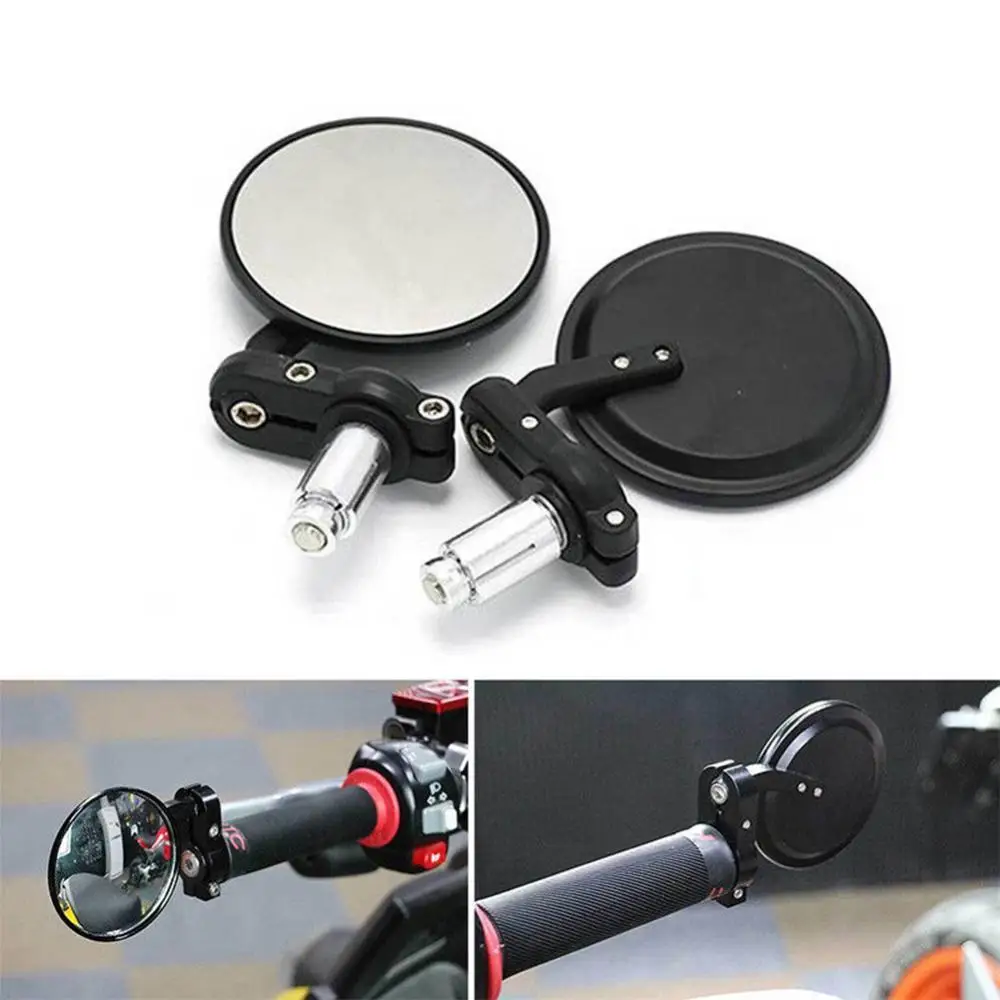 1 Pair 7/8inch Universal Round Handlebar End Motorcycle Rearview Side Mirror
