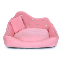 dog sofa pink gray rhinestone pet bed cover mat princess cat mats for small medium puppy animal bedding yorkshire