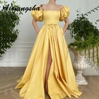 Aixiangsha, настоящие модные вечерние платья, платья принцессы во французском стиле, короткие пышные рукава, разрез, бант, пояс, знаменитости, открытые плечи