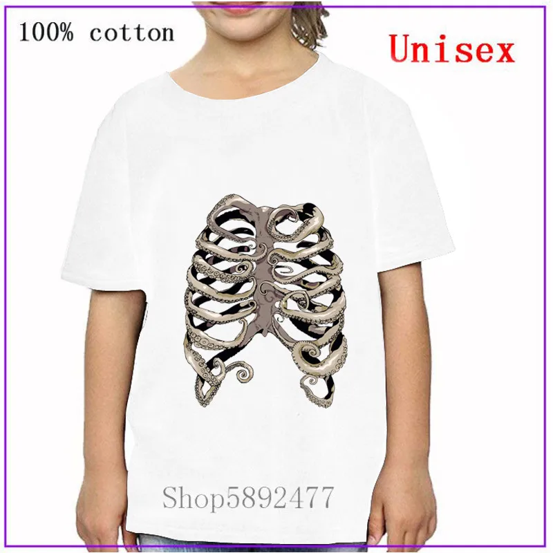 Хлопковая ткань с коротким рукавом новинка детские футболки-скелетоны для