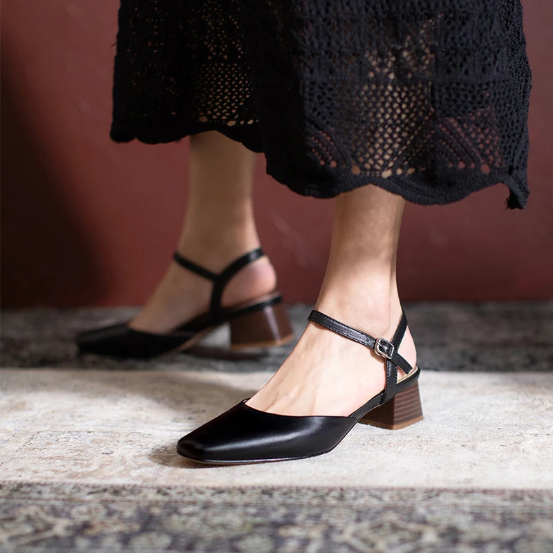 

MORAZORA 2021 New Arrival Fashion Women Pumps Genuine Leather Ladies Shoes Square Heels Summer Party Casual Single Shoes