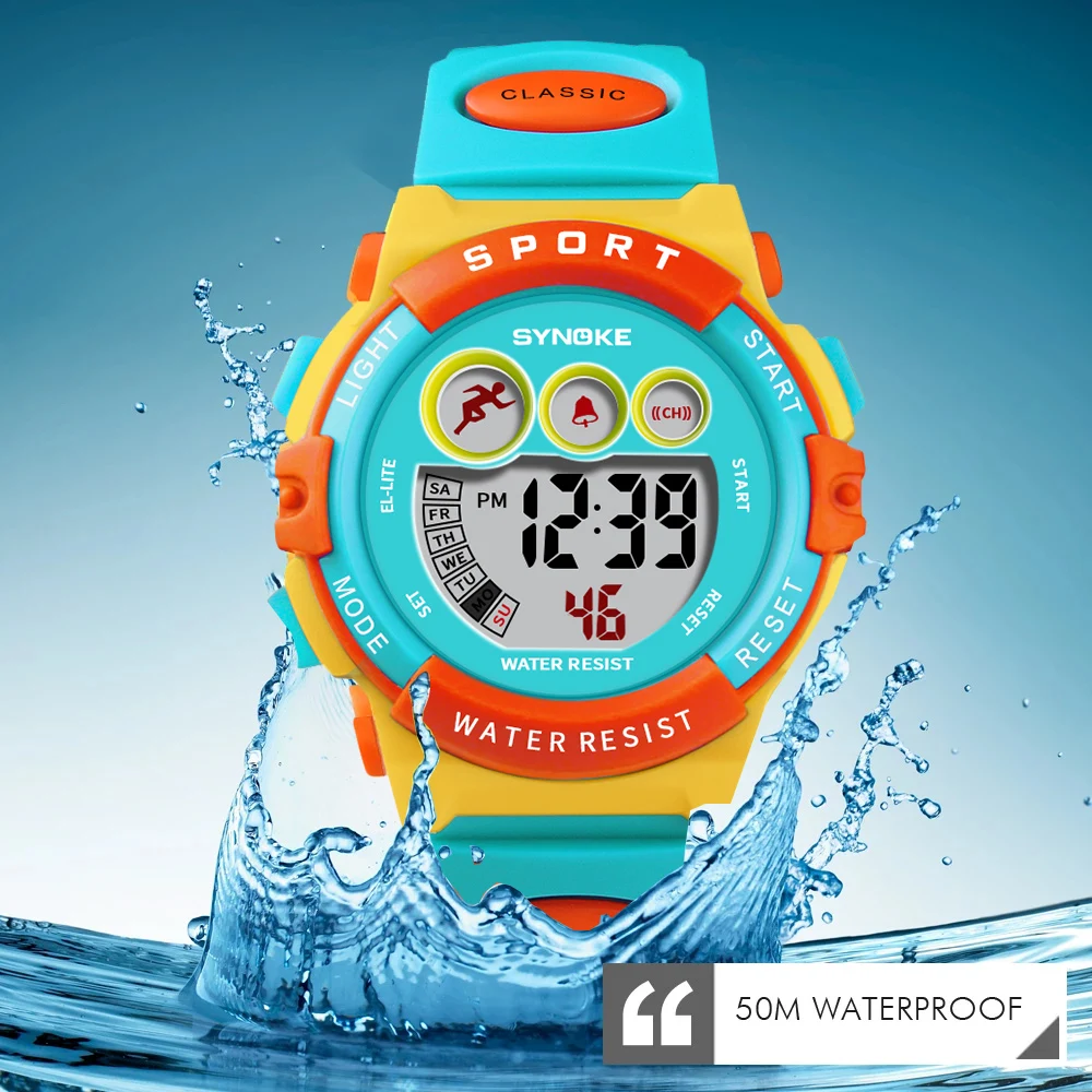 

SYNOKE Brand Children LED Electronic Digital Watch Chronograph Clock Sport Watches Waterproof Kids Wristwatches For Boys Girls