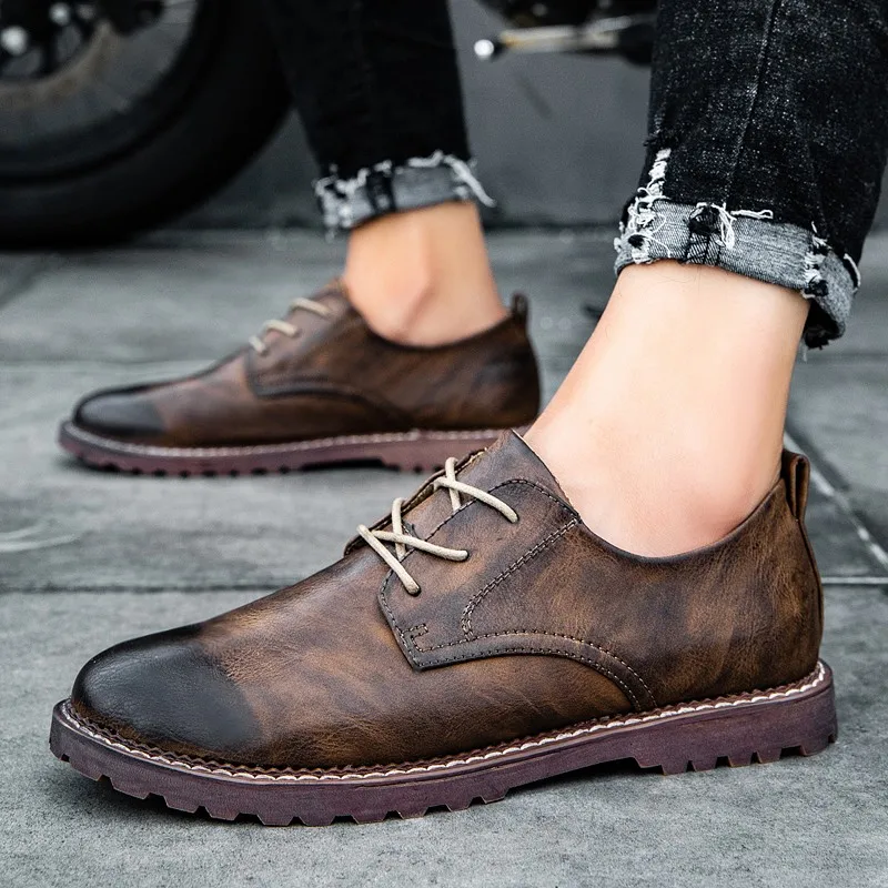 Мужские классические туфли на плоской подошве кожаные свадебные в итальянском