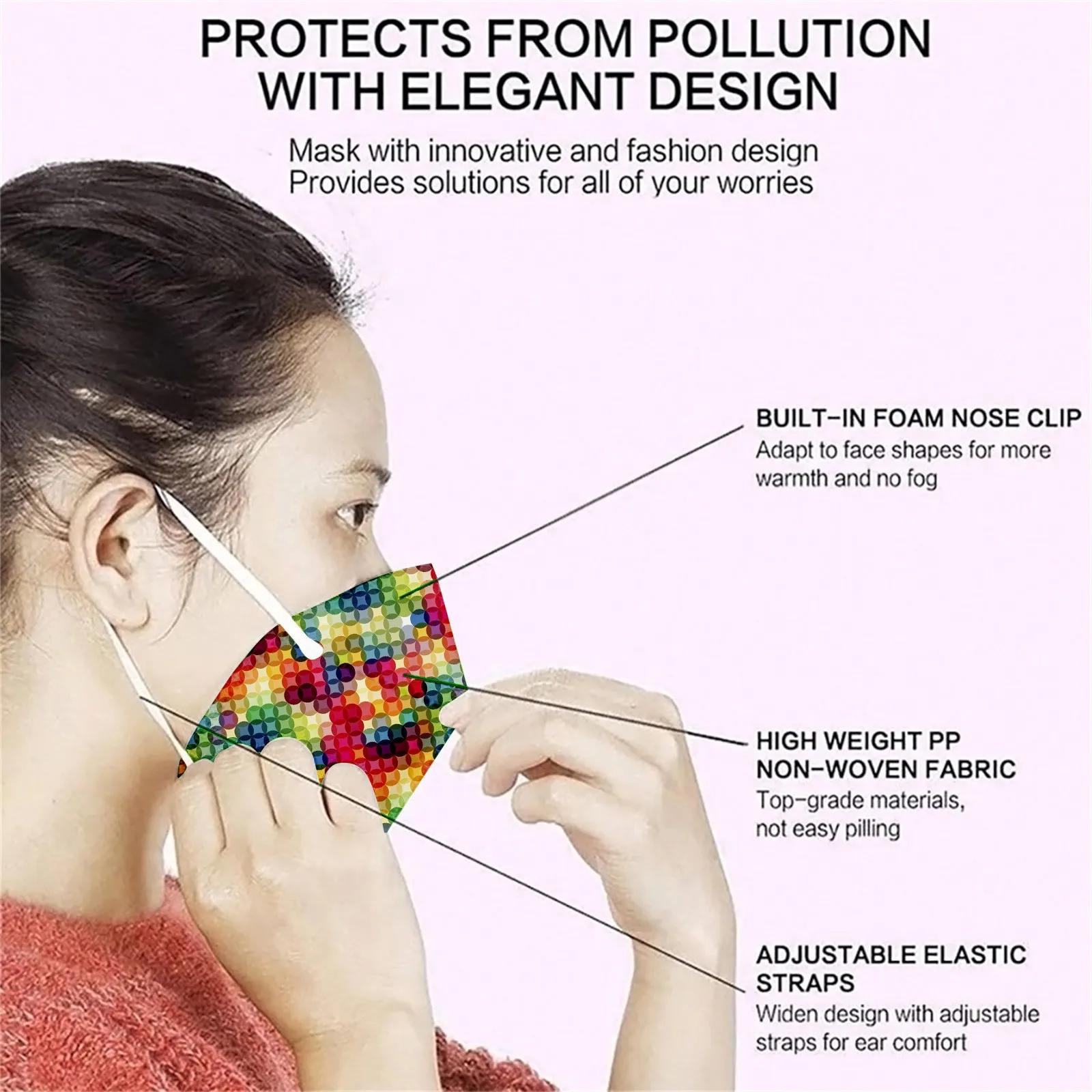 

30PCS Adult Floral Printed Mask Mouth-muffle Disposable Colorful Flower Pattern Mask 3 Layer Ply Meltblown Cloth Filter Facemask