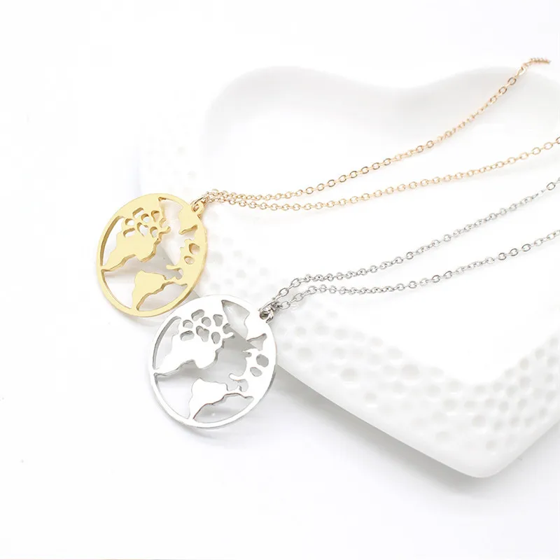 SexeMara Vintage Origami World Map Necklace Women Geometric Round Circle Necklaces &amp Pendants Choker Jewelry | Украшения и