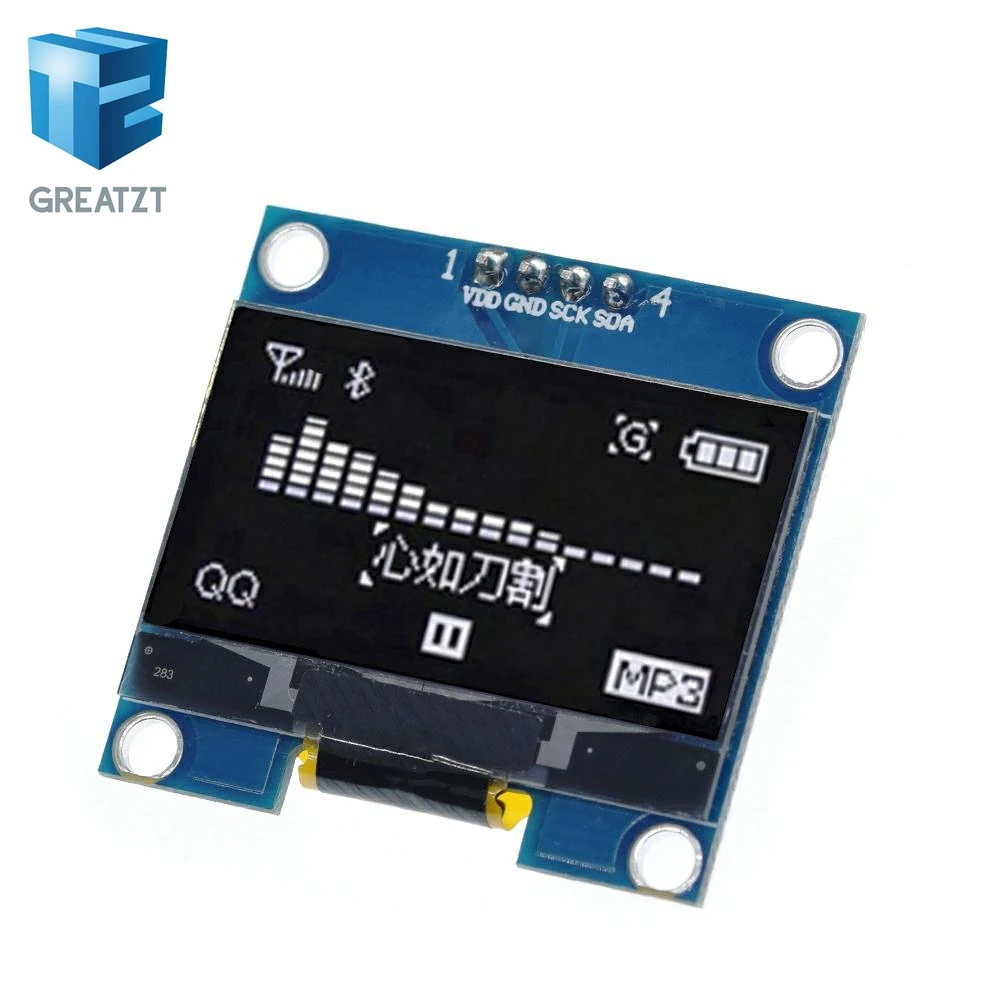 GREATZT 1 шт. 4PIN 1," O светодиодный модуль белый/синий цвет 128X64 1,3 дюймов O светодиодный ЖК-дисплей светодиодный Дисплей модуль 1,3" IIC I2C общаться - Цвет: White