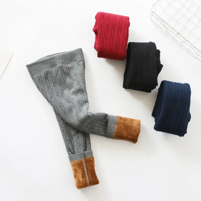 Зимние леггинсы для девочек чулки маленьких плотные теплые хлопковые с