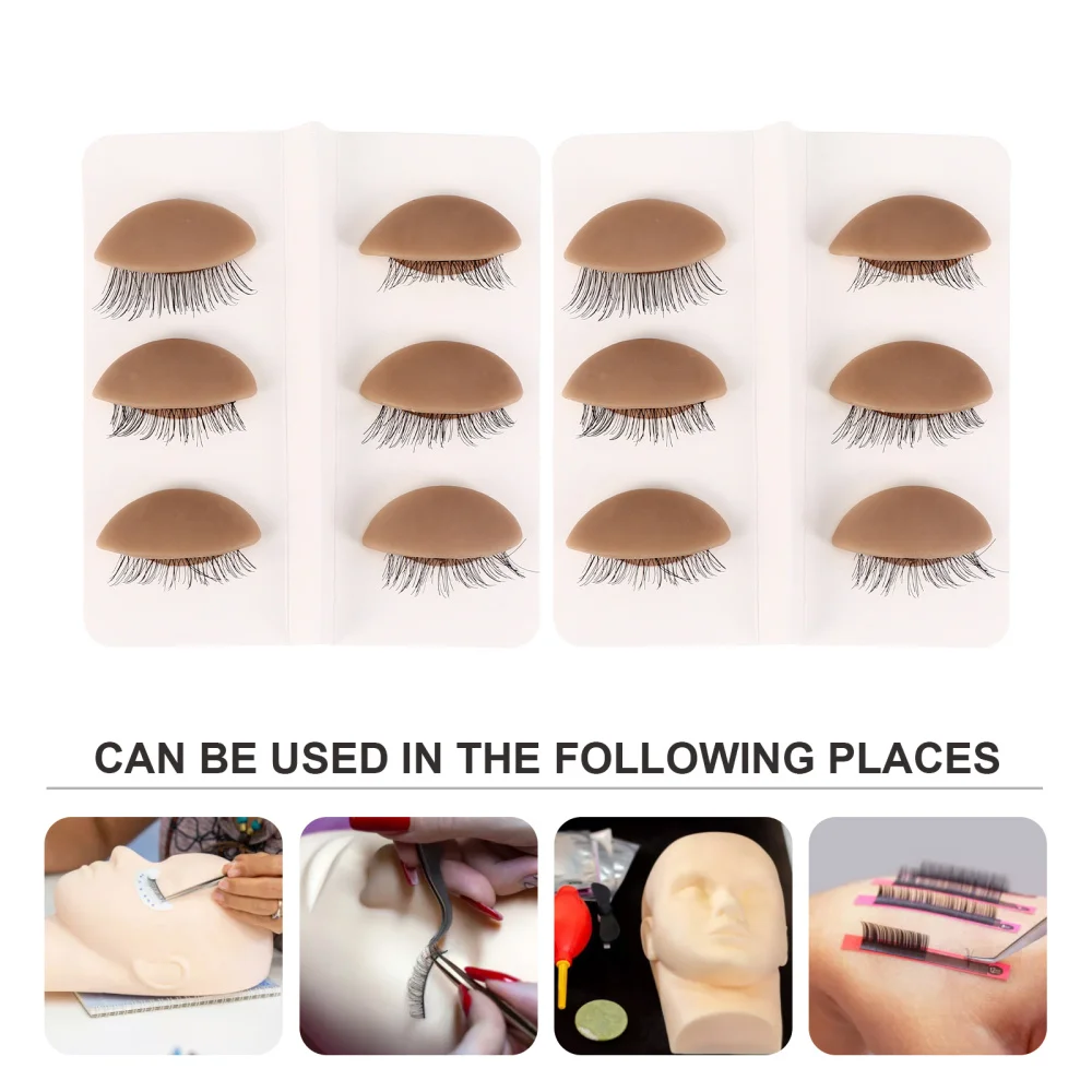 

6 Pairs Mannequin Head Removable Eyelids Eyelash Training Practice Tools