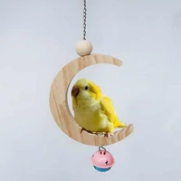 pet bird swing toys moon shape hanging swing for parrot parakeet perches hanging cage toy with bell cockatiels macaws finches