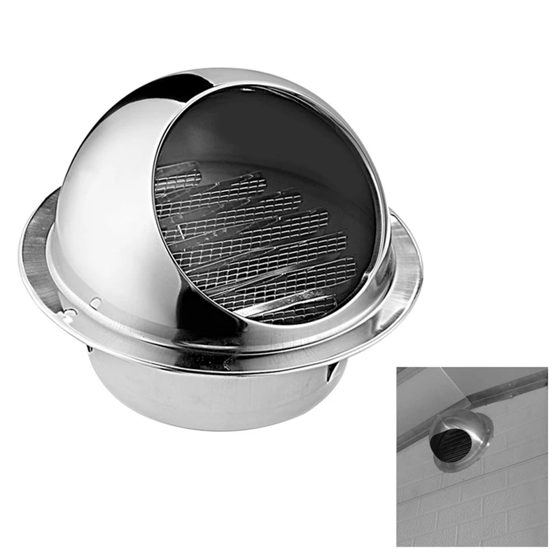 

304 Stainless Steel Air Vent Round Grille Ventilation Cover Wall Vent Outlet 4 Inch