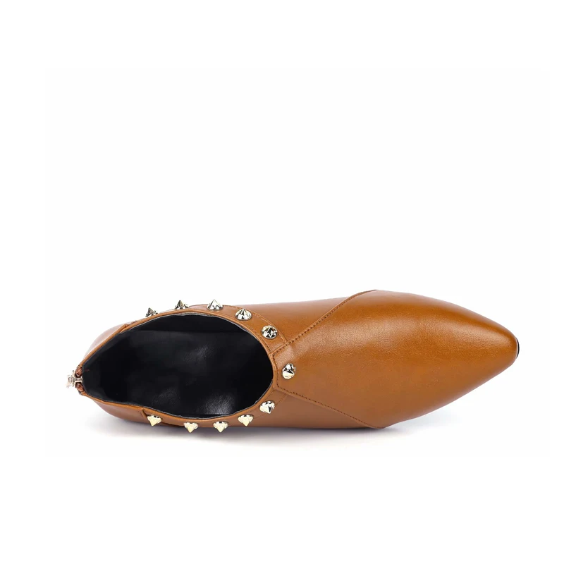 Maxmuxun/ботильоны в британском стиле женская обувь ботинки с заклепками панк острым