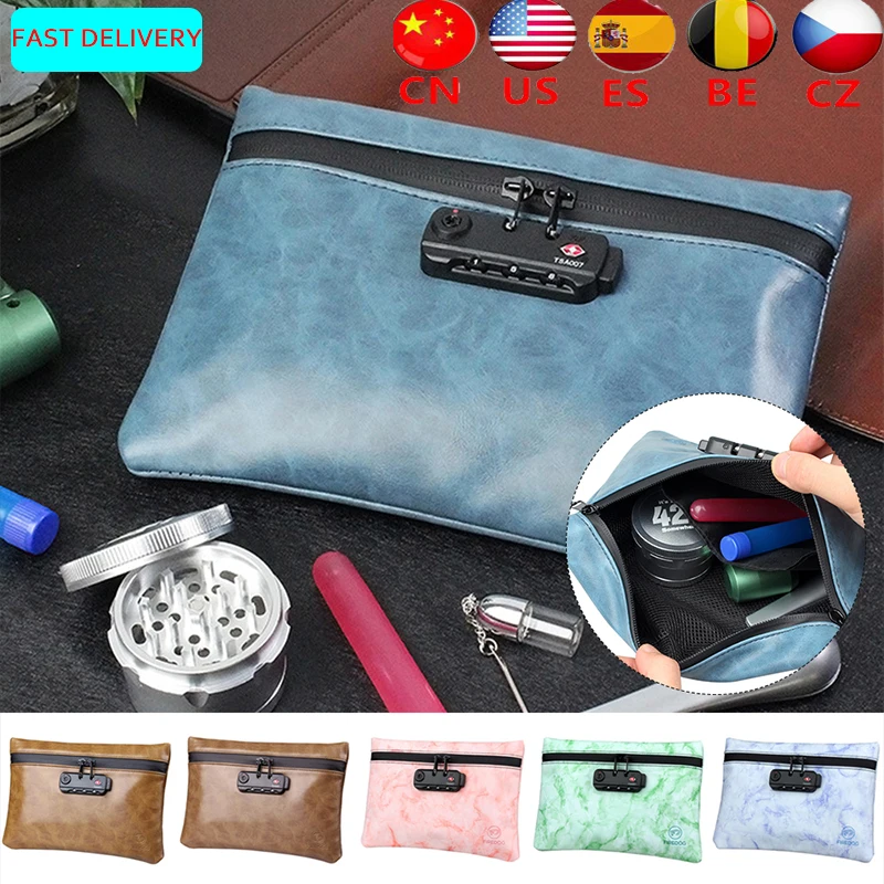 Сумка для курения кожаная сумка табака с кодовым замком травяных запахов