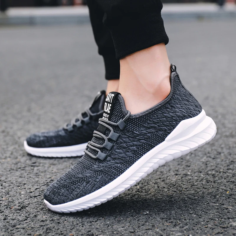 SALUDAS Sneakers Men Running Shoes Male Leisure Flying Woven Light Breathable Net Shoes Fashion Sneakers Vulcanize Shoes