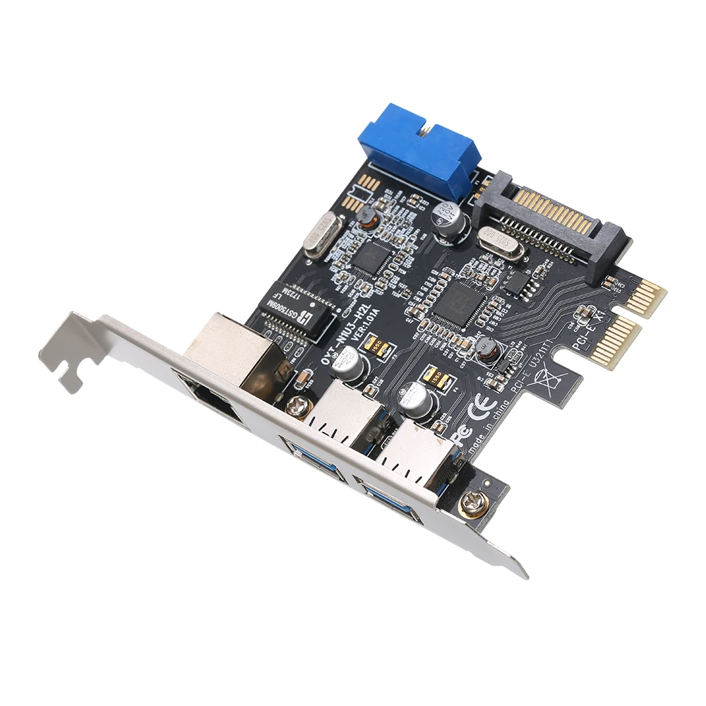 Плата расширения PCI-E к USB 3 0 2 порта 4-контактный источник питания и гигабитная