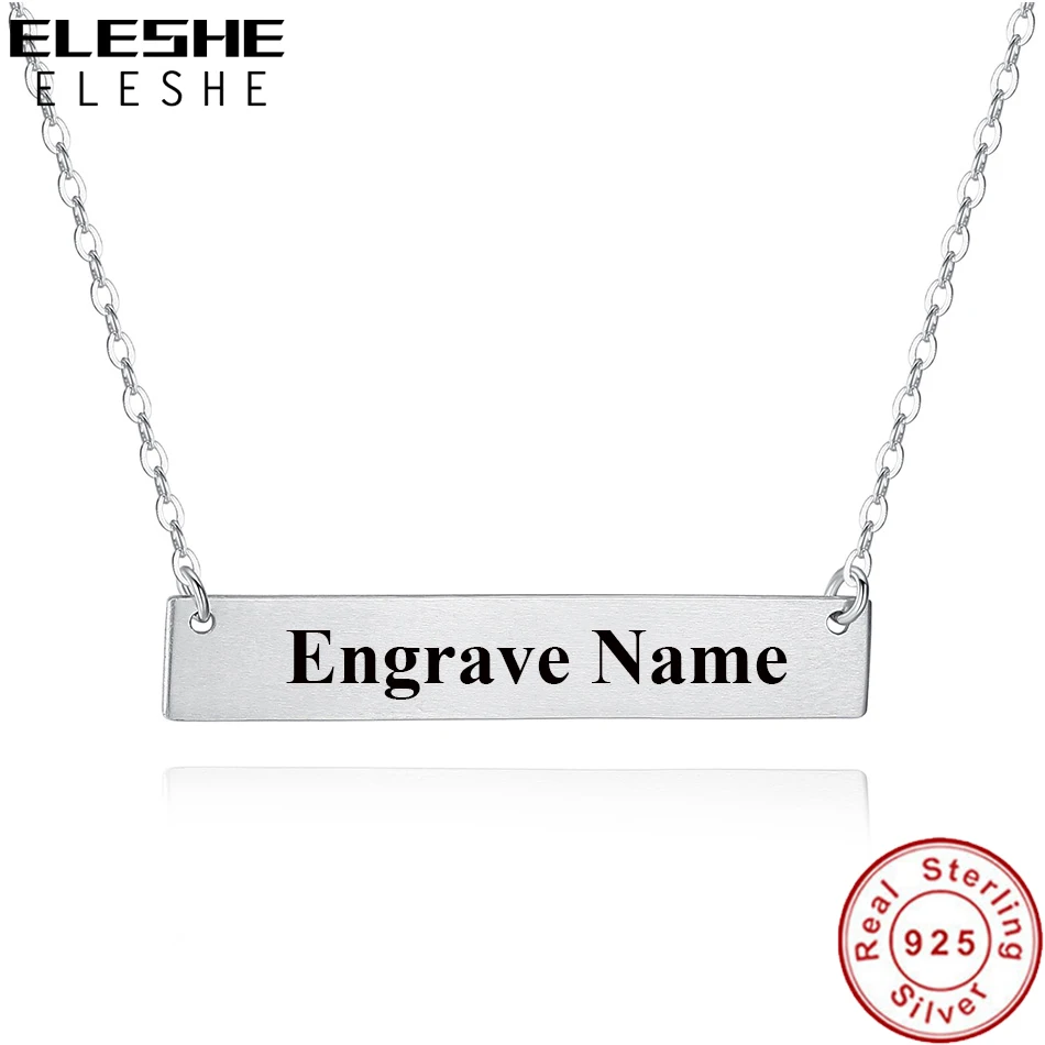 

ELESHE натуральная 925 стерлингового серебра кулон ожерелья Выгравируйте имя шарма ожерелья персонализированные ювелирные изделия для мужчин ...