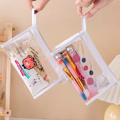 

Transparent Cute Storage Bag Student Stationery Storage Large Capacity Pencil Case Travel Portable Makeup Waterproof Toiletry