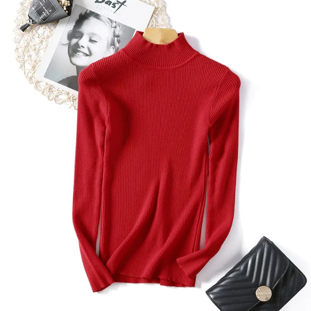 Женский Вязанный свитер SAGACE зимний с длинным рукавом и воротником под горло