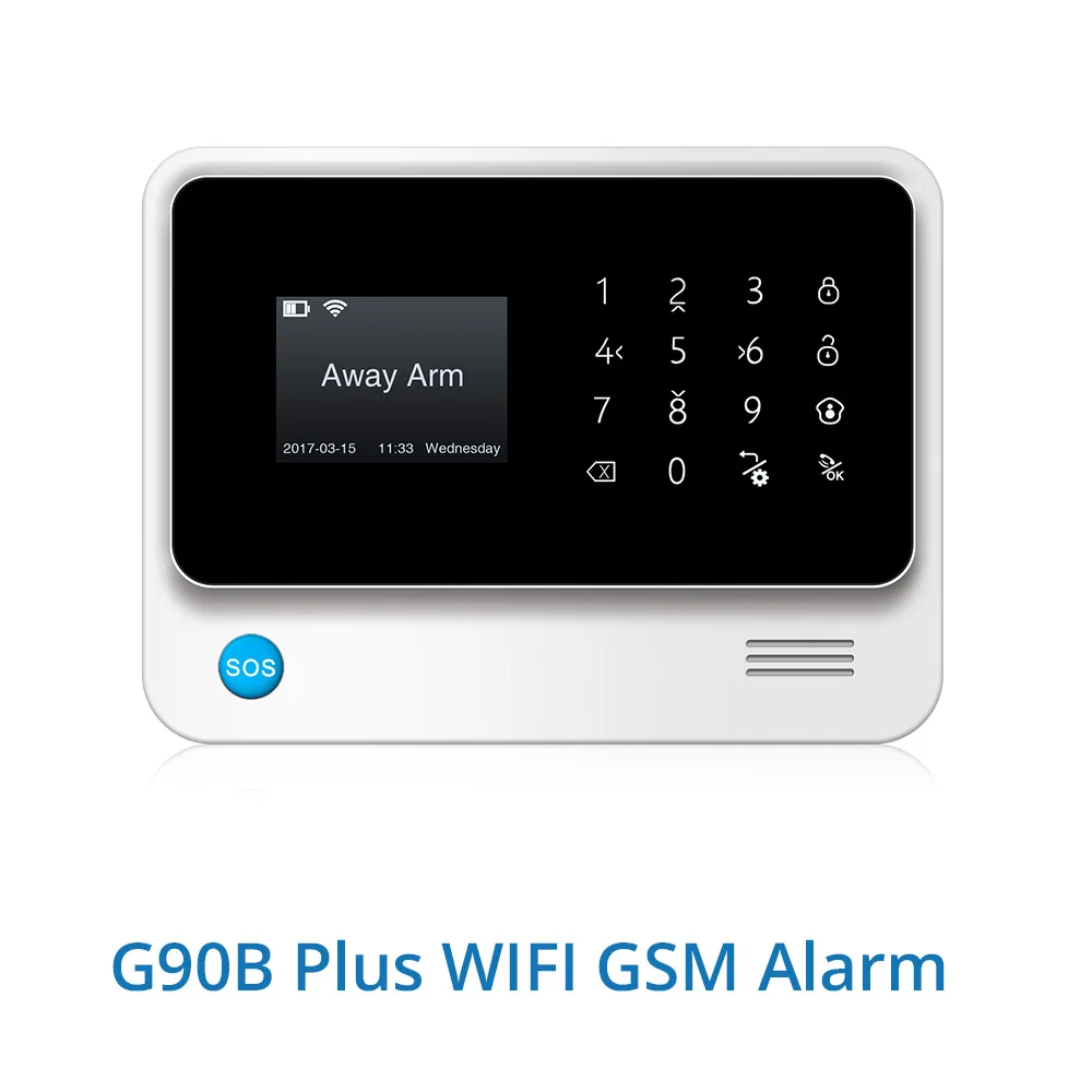 G90B 2,4G WiFi GSM GPRS SMS беспроводная домашняя система охранной сигнализации Вспышка Сирена PIR и дверь детектор дыма ip-камера - Цвет: G90B  White panel
