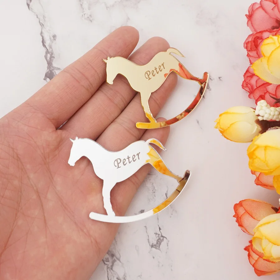 

Таблички с именем лошади 5 см для свадеб, гостей, подарки, лазерная вырезка, акриловые индивидуальные формы, Детские декорации