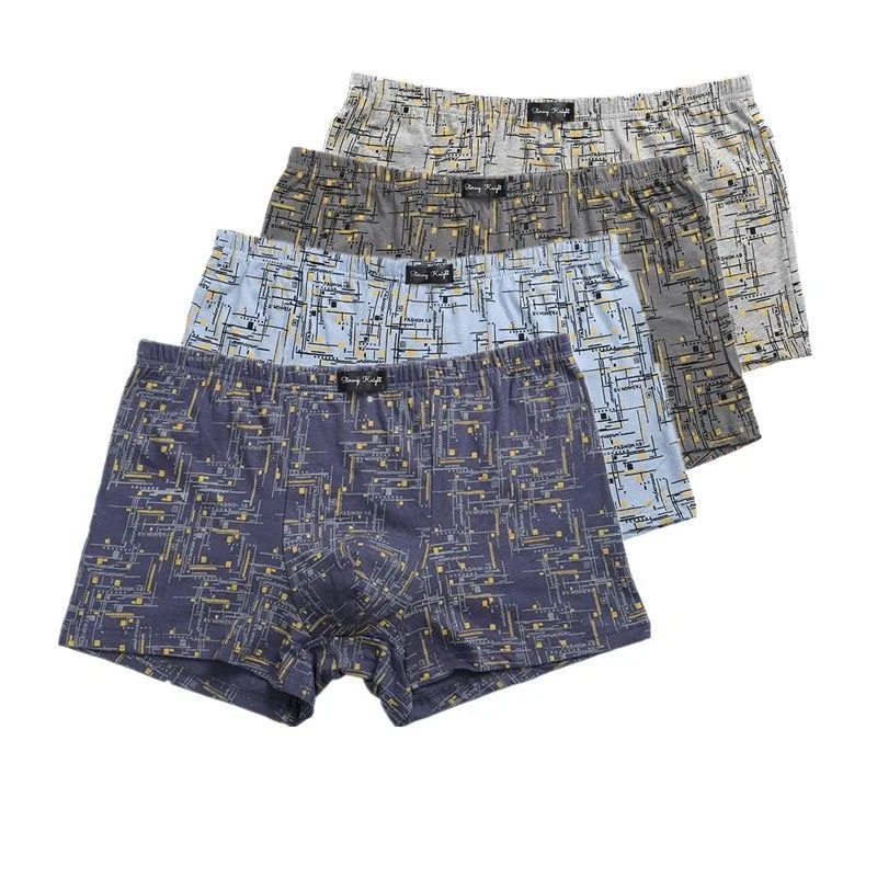 4PCS/Lot 6XL 5XL 100% Cotton Loose Boxers Four Shorts Underpants Men'S Boxers Shorts Breathable Underwear printing Comfortable