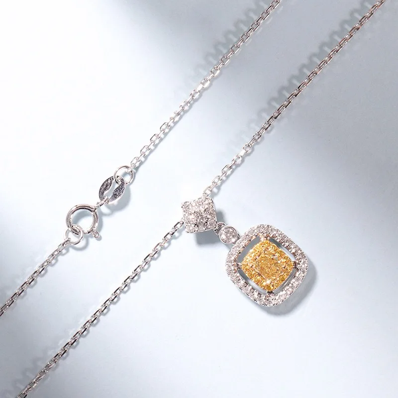 

Simplicity Exquisite Jewelry Inlay Yellow Square Cubic zirconia Romantic Pendant Necklaces For Women Wedding Engagement Gifts