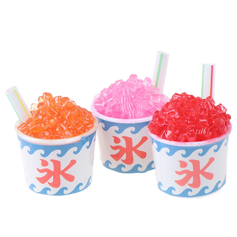 

Dollhouse Miniature Drink Ice Cream Cups Set Model Pretend Play Mini Food Fit Play House Toy Doll Accessories
