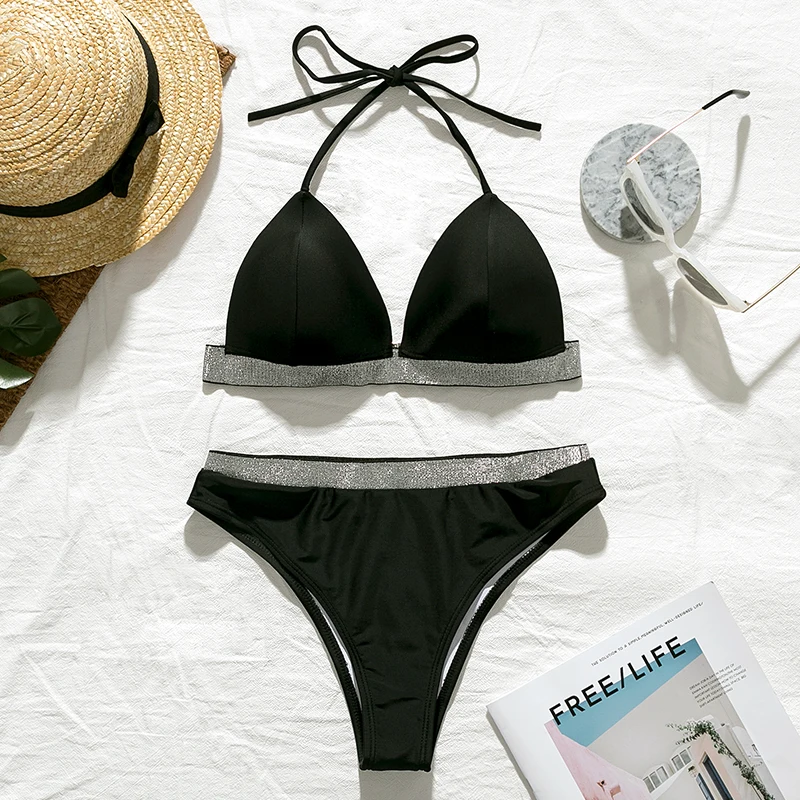 Бандажный купальник женский неоновый Зеленый бикини с леопардовым принтом