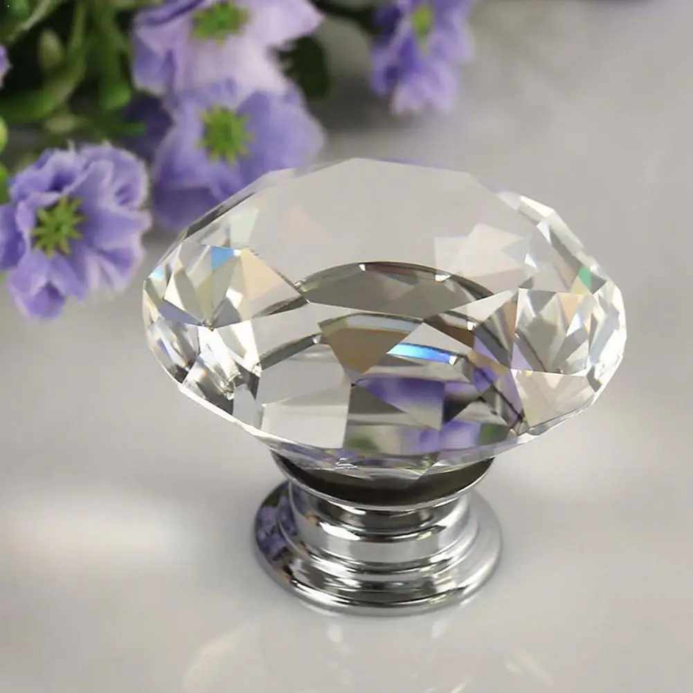 

1Pc 30mm Clear Diamond Shape Crystal Glass Pull Handle Door Drawer Cupboard Cabinet Knob Furniture T5L9